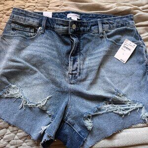 NWT Good American Indigo BOMBSHELL SHORTS